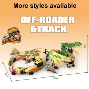 Nieuwigheid Track Off-Roader Speelgoed Elektrische Stunt Auto Creatieve Doodle Track Set Diy Assembleren Kartonnen Track Monster Truck Voor Kinderen