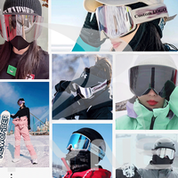 Logo personnalisé Vente en gros Lunettes de ski magnétiques unisexes sans cadre double couche UV400 anti-buée pour hommes et femmes