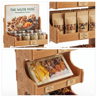 Support d'affichage en bois écologique personnalisé avec surface polie pour la vente au détail de noix et de fruits secs, étagères personnalisables, utilisation en supermarché