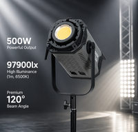 Lumière vidéo LED 500W à température de couleur réglable (2700-6500K) avec contrôle par application, éclairage continu pour photographie en direct et téléphone