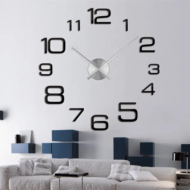 Традиционные бесшумные модные часы с уникальным логотипом Oem для гостиной, 40 дюймов, бесшумные часы для сна, самоклеящиеся настенные часы, домашний декор