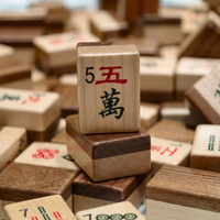 Set Mahjong Kayu Solid Gaya Amerika Ubin Berbintik Karakter Bambu Joker Musim Bunga Hadiah