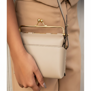 Frame <b>Handbag</b>. Modern <b>box</b> shape with a vintage gold metal clasp. Available at wholesale prices - Product Image 1