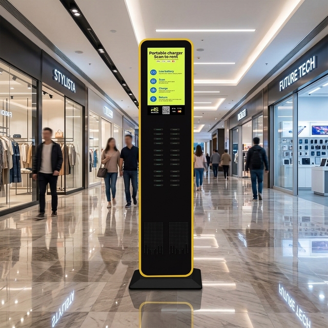 24-Bay Narrow Floor Stand Shared Powerbank Vending Machine Commercial Portable Charger Rental Station