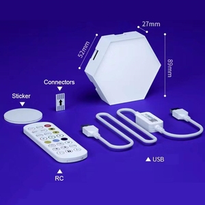 USB-kết nối thông minh RGB <span class=keywords><strong>LED</strong></span> tường ánh sáng tuya trong nhà môi trường xung quanh trang trí cho phòng chơi game hiện đại Trắng ABS hình lục giác thiết kế - Product Image 5
