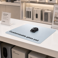 Tapis de souris de jeu en verre trempé personnalisé, résistant aux rayures, résistant à l'eau, tapis de bureau RGB pour l'e-sport
