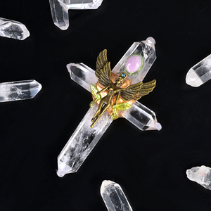 Pendentif Croix en Quartz Clair Fait Main, Ornement Croix en Cristal Naturel, Croix de Guérison des Chakras pour la Fabrication de Bijoux - Product Image 6