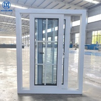 Ventana Corredera de PVC de Doble Acristalamiento, Estilo Francés Moderno, con Rejilla, Insonorizada, para Baño, Sala de Estar, Apartamento