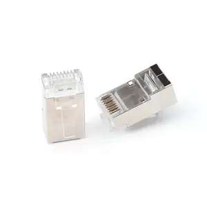 2peices Shielded cat6 rj45 8P8C plug three branch connector