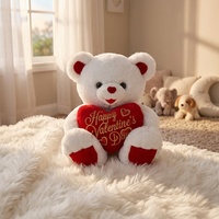 Ours en peluche rembourré tenant un cœur, ours pour la Saint-Valentin, jouets en peluche personnalisables, ours en peluche imprimé avec inscription d'amour, cadeau pour les amoureux