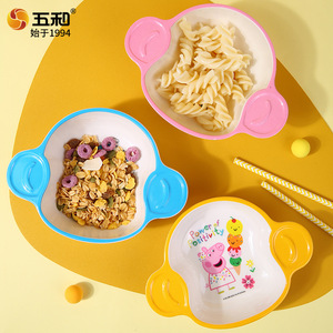 Wuhe Cartoon Double-Eared <b>Bowl</b> For Kids Food Grade <b>Melamine</b> Heart Shape 2-4 Years - Product Image 4