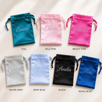 Sac de rangement en satin doux brodé personnalisé de haute qualité pour cadeaux de mariage