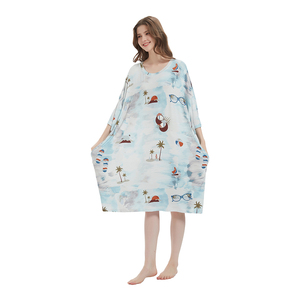 Long Plus Size Nightgown Custom Causal Sleep <strong>Tshirt</strong> Printed Fabrics Children for Dress or Sleep Wear - Product Image 5