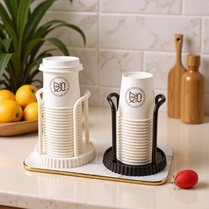 Disposable Cup Storage Rack Simple White Desktop Coffee <b>Tea</b> Organizer Holder - Product Image 2