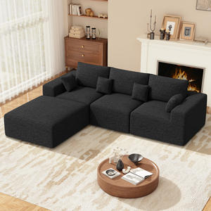 Canapé d'angle moderne en chenille, ensemble modulable sans assemblage, soutien ergonomique, coussins amovibles, canapé-lit haute capacité pour - Product Image 1