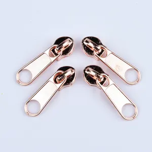 High Quality Direct Factory Engrave Custom Logo Puller Zinc Alloy Zipper Pulls for Handbag Gold Bag Rose Gold Zip