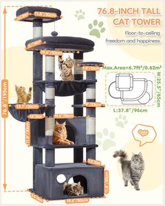 Cat Tree <b>Tower</b> Condo <b>Play</b> House Cat Scratcher Furniture Flannel Hemp Rope Funny Design Easy Assembly - Product Image 4