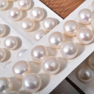 12mm Grand Grain <span class=keywords><strong>Pain</strong></span> Perle Perle D'eau Douce Naturelle Demi Trou Perle Nue DIY Boucles D'oreilles Semi-finies Perles Lâches - Product Image 1