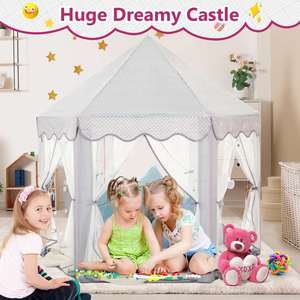 Cotton Pavilion <b>Tent</b> Play House Kids Play <b>Tent</b> with Wooden <b>Poles</b> Cotton Kids Castle Toys <b>Tent</b> - Product Image 2