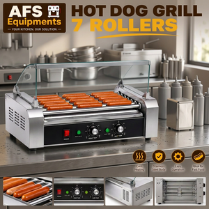 Parrilla Eléctrica Comercial para Hot Dogs AFS, 7 Rodillos, Cubierta de Vidrio, Termostato Ajustable, Control Manual, 1 Año de Garantía - Product Image 4