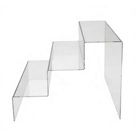 Présentoir et support en acrylique transparent moderne à 3 niveaux, fourni par l'usine, présentoir en acrylique transparent à marches