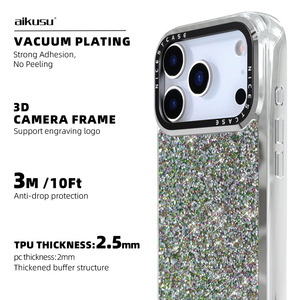เคสโทรศัพท์มือถือ Aikusu สีเงิน ประดับด้วยคริสตัลวิบวับ สำหรับ <span class=keywords><strong>iPhone</strong></span> 17 16 15 14 <span class=keywords><strong>13</strong></span> Air Plus Pro <span class=keywords><strong>Max</strong></span> - Product Image 5