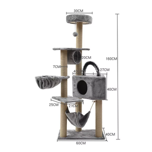 Tour d'escalade pour <span class=keywords><strong>chat</strong></span> Kingtale Classic Modern en bois, 4 niveaux, tapis en peluche remplaçable, hauteur 2 m, emballage en carton écologique, intelligent - Product Image 4