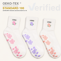 Chaussettes de yoga et de Pilates en coton Terry Bottom Crew antidérapantes avec broderie et grip, logo personnalisé pour adultes et jeunes, pour l'exercice