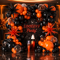 Kit d'arche de ballons d'Halloween, guirlande de ballons en latex orange et noir avec confettis, ballons étoiles, décoration de fête pour enfants, déguisement ou friandise