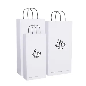 Hengan kustom desain hewan peliharaan kemasan tas anjing hadiah kemasan tas Tote disesuaikan dengan Logo Anda
