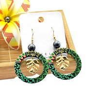 Boucles d'oreilles Hawaïennes en acrylique, boucles d'oreilles des îles du Pacifique, boucles d'oreilles avec tortue de mer dorée et fleur pour femmes et filles