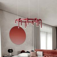 Lustre minimaliste moderne à DEL en fer forgé pour salon, restaurant, bar, magasin de vêtements, vin rouge