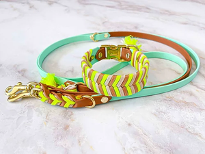 Juego de cadena de correa trenzada para perro con logotipo personalizado de lujo para mascotas con patrón sólido de cuero genuino y arnés de paracord para perros personalizado - Product Image 4