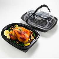 Boîte d'emballage alimentaire en plastique jetable portable en gros pour dinde rôtie poulet pizza hamburger croustilles de pommes de terre