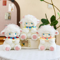 Jouets en peluche mignons de 20 cm, mouton de dessin animé avec écharpe, tenant un bouquet de roses, coussin doux, poupées pour machine à griffes