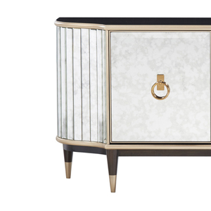 Unità di intrattenimento <span class=keywords><strong>in</strong></span> legno di lusso a 4 porte su misura mediorientale villa <span class=keywords><strong>TV</strong></span> supporto vetro specchio accenti Vintage retrò <span class=keywords><strong>TV</strong></span> - Product Image 4