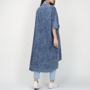 Automne Denim Trench Coat femmes coupe-vent manches lâche <span class=keywords><strong>grande</strong></span> <span class=keywords><strong>taille</strong></span> dames manteaux mode <span class=keywords><strong>vêtements</strong></span> coton Vintage Long solide - Product Image 4