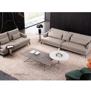 Mobili – ensemble de salon artistique italien 3 places, canapé en cuir de luxe moderne avec pieds en bois massif-acheter Living R