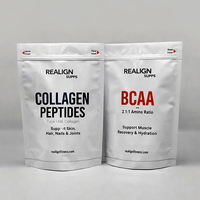 Sachet refermable personnalisé avec logo, qualité alimentaire, pour poudre de protéines de lactosérum, 1kg 2kg, emballage plastique Ziplock, pochette souple verticale