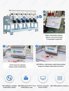 เครื่องปักลายด้วยคอมพิวเตอร์6หัวแบบดิจิทัลสำหรับผ้าพันคอเคมีปักโลโก้อุตสาหกรรมสำหรับใช้ในบ้านบนหมวกเสื้อผ้า - Product Image 2