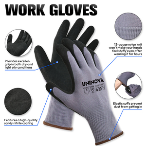 Перчатки рабочие 13G из нейлона и спандекса с нитриловым покрытием, сенсорные, противоскользящие, износостойкие, защитные, для промышленного использования, 12 пар - Product Image 2