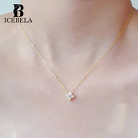 Luxe à la mode Unique Plata 925 argent Sterling 18k plaqué or trèfle à quatre feuilles Zircon pendentif colliers pour femmes