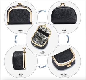 Porte-monnaie mini Ando Bag en cuir de vachette véritable avec fermoir à pression, pochette à bijoux pour femmes - Product Image 4