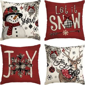 Navidad muñeco de nieve Reno Gnomo fundas de almohada, árboles de Navidad <span class=keywords><strong>Hello</strong></span> Winter Holiday funda de cojín decoración para sofá Juego de 4 - Product Image 2