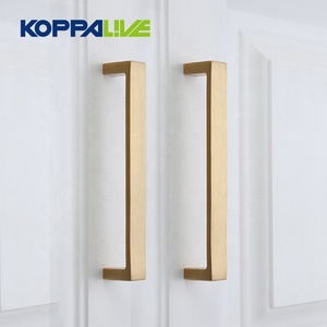 Koppalive مقابض أبواب خزانة مطبخ مستطيلية متعاقدة مع أثاث أسود ذهبي مقابض سحب من النحاس المصقول - Product Image 4