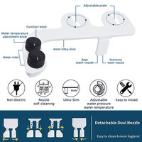 Bidet WC à eau chaude et froide non électrique à double buse pour soins post-partum, fixation WC