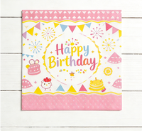 Serviettes en papier jetables pour fête d'anniversaire rose, décoration de table sucrée