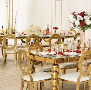 Vendita calda <span class=keywords><strong>reale</strong></span> rettangolo in acciaio inox specchio in vetro tavolo di nozze - Product Image 4