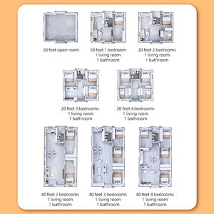 Готовый сборный 20 футов и 40 футов Складной расширяемый сборный контейнер для двух спален переносной для дома - Product Image 2