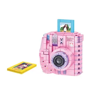 Giocattoli educativi modello di fotocamera digitale rosa set di blocchi in plastica ABS per bambini